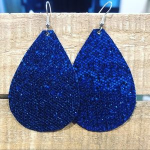 Blue sparkly handmade earrings